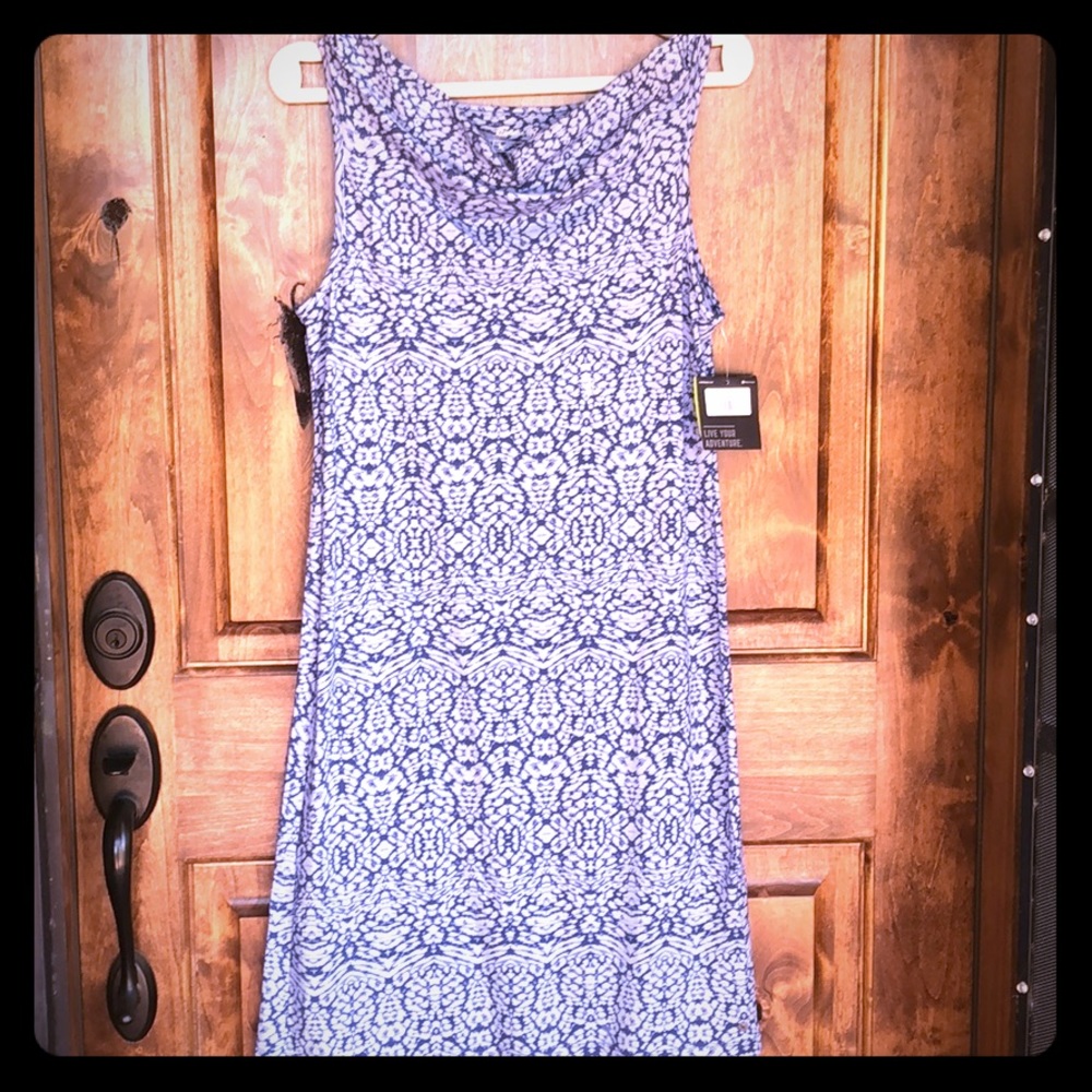 Eddie Bauer Blue Sleeveless Cowl/Boatneck Dress